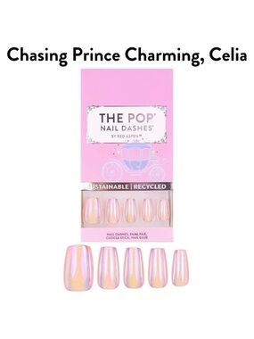 Red Aspen Chasing Prince Charming Celia Medium Coffin Pink Iridescent Nails